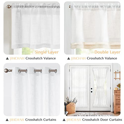 jinchan Kitchen Valance Curtain Double Layers, 50x16, 1 Panel, White - color: Double Layer | White, size: 50"W x 16"L (Pack of 1)