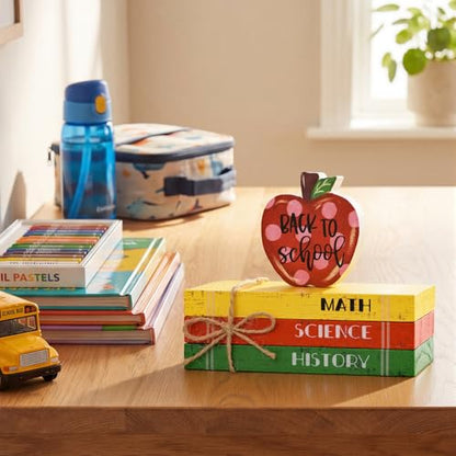 Smile Back to School Wooden Table Decor School Bus, Welcome, Back to School Desktop Signs - Classroom & Home Office Tabletop Decorations Gift for Students, Teachers - style: Bus