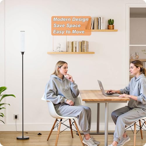 Nukanu Floor Lamp with Remote Control,Black,Linen lampshade - color: black+Beige linen