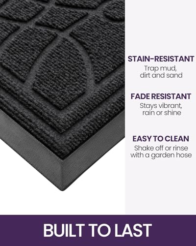 DEXI Front Door Mat Outside Entrance 4x6, Heavy Duty Non Slip, Black - color: Black, size: 48" X 72" (Rectangular)