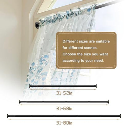 GXOACKJ Black Shower Curtain Rods - 31-80 Inch Spring Tension Shower Rods for Bathroom, Adjustable, No Drilling, No Rust, Stainless Steel - color: Black, size: 31-80 inches