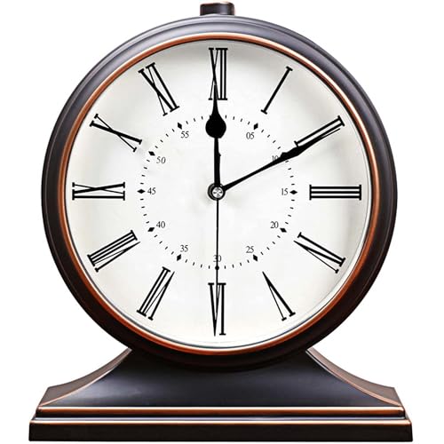Desk Clock for Mantel Table Decor,Silent Battery Operated for Fireplace 12" - color: Black-roman Numerals