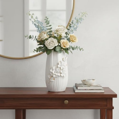 White Ceramic Vase,Modern Vase for Centerpieces,9 Inch - color: White, size: 9 inch