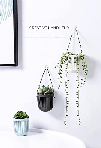 Melphoe 3.5‘’ Two-Piece Succulent Planters Pots with Drainage, Flexible Removable Handle, Flower Pots for Mini Plants Small Hanging Planter for Wall, Window (6 PCAK) - color: Multicolor