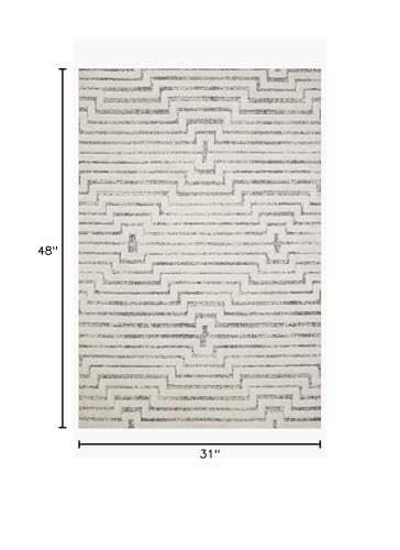 Loloi Hagen White/Sky 2'-7" x 4' Accent Rug - color: White / Sky, size: 2'7" x 4' (Rectangular)