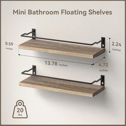 RICHER HOUSE Floating Shelves Bathroom, Small Wall Shelf Over Toilet 2 Set - color: Carbonized Black