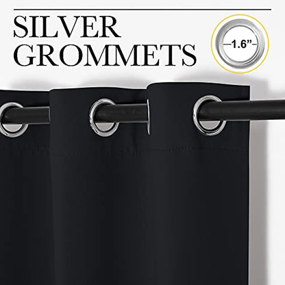 NICETOWN Thermal Insulated Black Blackout Curtains/Drapes 84 inches Length 2 Panels Set for Living Room, 42 inches Wide, Privacy Sound Reducing Room Darkening Draperies Window Treatment (Pack of 2) - color: Black, size: 42"W x 84"L (Pack of 4)