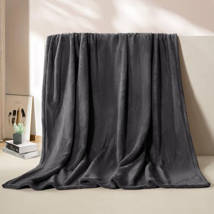 BEAUTEX Fleece Blanket Twin Size Soft Flannel Throw Lightweight Fuzzy - color: Graphite, size: Twin