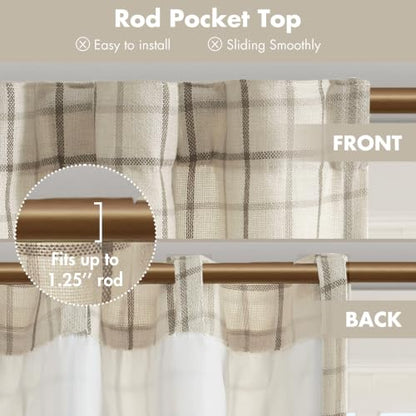 Madison Park Plaid Curtain Thermal Insulated, 1 Panel, 50x95 Natural - color: Rod Pocket & Back Tab, Natural, size: 50"W x 95"L (Pack of 1)