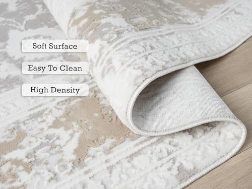 2x7 Beige Modern Geometric Area Rug for Living Room, Bedroom - color: 1003 - Beige, size: 2' x 7' (Rectangular)