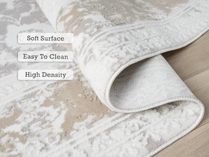 2x7 Beige Modern Geometric Area Rug for Living Room, Bedroom - color: 1003 - Beige, size: 2' x 7' (Rectangular)