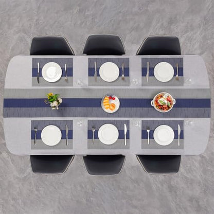 Placemats Set of 6, Vinyl Woven Heat-Resistant Place Mats - color: Blue Gray, size: Set of 6