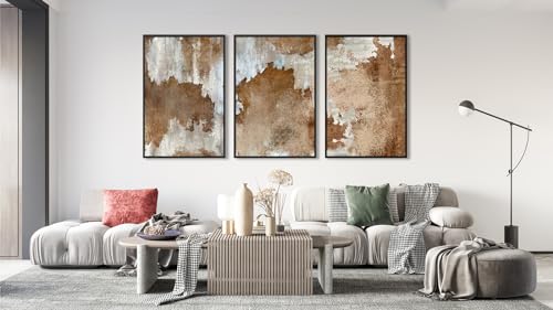 Large Framed Canvas Wall Art, Rustic Brown Abstract Prints, 20"x28"x3 - color: sepia, size: 20" X 28" X 3pcs Framed