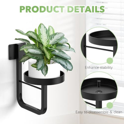 2 Pack Wall Plant Holder for Hanging Planters Indoor Outdoor Black - color: Black-2pcs15cm