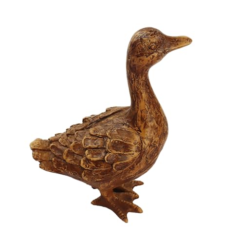 Hymmah Duck Home Decor Statue Rustic Home Decorations for Living Room, Boho Sculpture Resin Animal Collectible Figurines for Indoor Decor - style: duck light brown