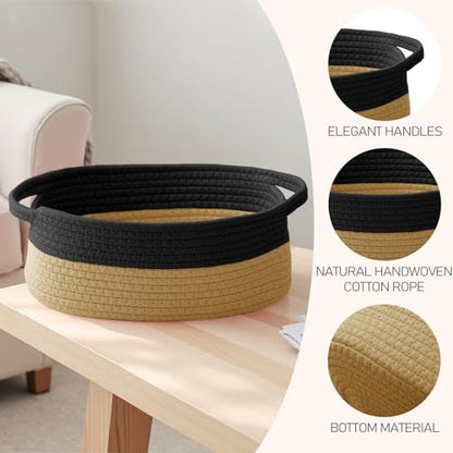 JMvicyroam Small Woven Basket, Empty Gift Basket, Black&Jute/1 Pack - color: Black&Jute, size: 1 Pack