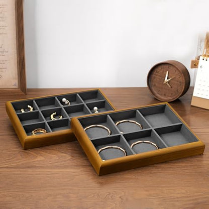 Oirlv Dark Grey Wood Jewelry Pendant Display Tray - color: Grey, size: 12 insert