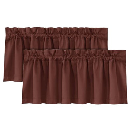 H.VERSAILTEX 100% Blackout Curtain Valances for Windows 2 Panels Thermal Insulated Rod Pocket Small Short Valance for Kitchen Cafe Bathroom Living Room Bedroom Laundry,Rust,52" W x 18" L - color: Rust
