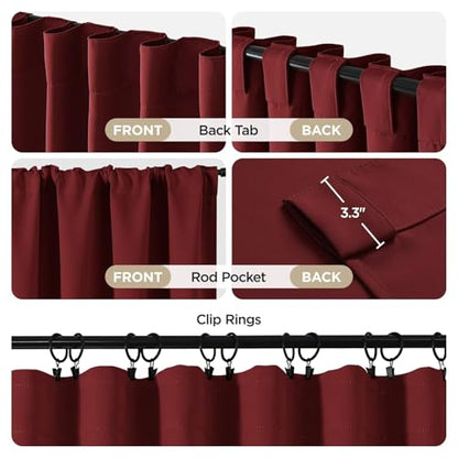 Joydeco Blackout Curtains 108 Inches Long, Thermal Insulated Black Out Curtains 2 Panels Set, Room Darkening Drapes for Living Room Window Rod Pocket Back Tab (W52 x L108 Inch, Burgundy Red) - color: Burgundy Red, size: 52"W x 108"L (Pack of 2)