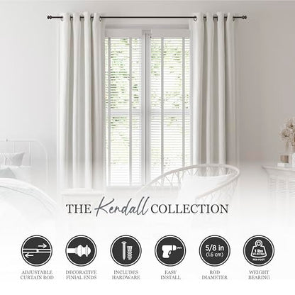 Kenney Kendall Knob Window Curtain Rod, Adjustable 48-86 Inch, Oil Rubbed Bronze - color: Oil Rubbed Bronze, size: 48-86"
