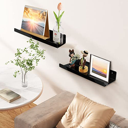 upsimples 4 Pcs 15" Acrylic Shelves for Wall Organize and Display, Black - color: Black