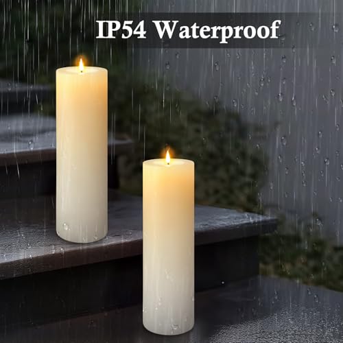 12"×4" Large Outdoor Flameless LED Candles, IP45 Waterproof, White 2 Pack - color: White, size: 12 X 4in-2Pack