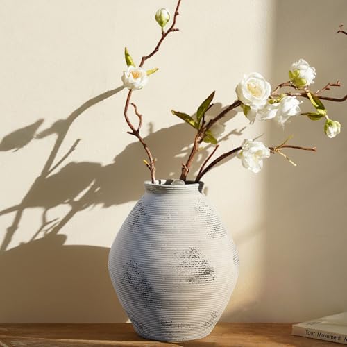 Ceramic Vase Rustic Pottery Vase,Neutral Gray Distressed Vases 7.87" - size: 7.87 In-textured-gray