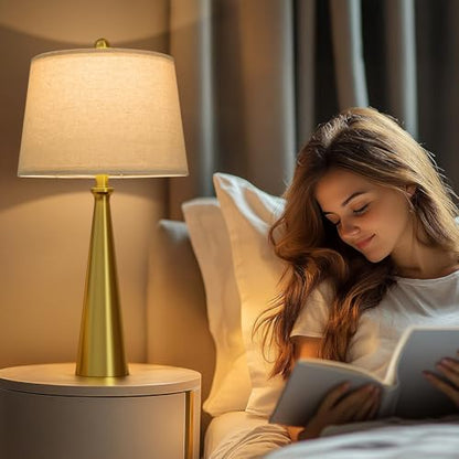 Oneach 25.75" Modern Table Lamp for Bedroom Set of 2, USB C Port, Gold - color: Brass