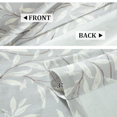 VOGOL Leaf Pattern Valance, Faux Linen Window Topper, 60x14, Gray - color: Grey, size: 60"W x 14"L (Pack of 1)