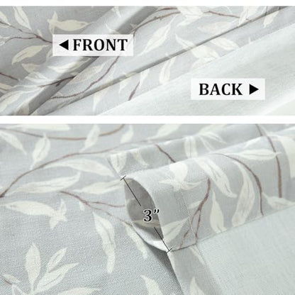 VOGOL Leaf Pattern Valance, Faux Linen Window Topper, 60x14, Gray - color: Grey, size: 60"W x 14"L (Pack of 1)