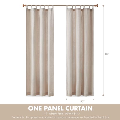 Madison Park Linen Blend Curtain, Thermal Insulated, 1 Panel 50x84 Natural - color: Tab Top, Solid Natural, size: 50"W x 84"L (Pack of 1)