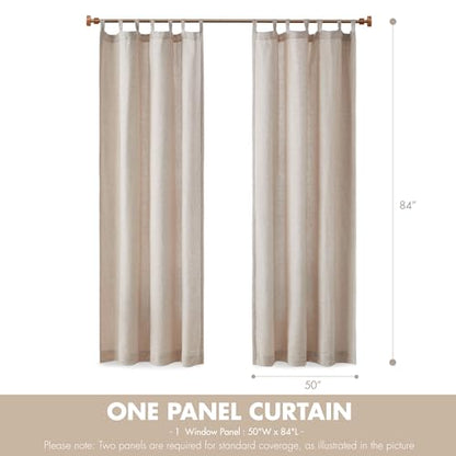 Madison Park Linen Blend Curtain, Thermal Insulated, 1 Panel 50x84 Natural - color: Tab Top, Solid Natural, size: 50"W x 84"L (Pack of 1)