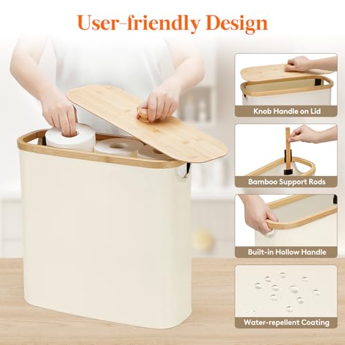 Lifewit Toilet Paper Storage Holder, Extra Large Stand Basket, 30L, White - color: White, size: 30L