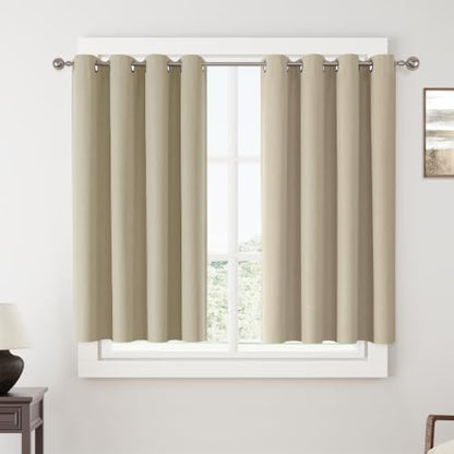ChrisDowa Tan Blackout Curtains 45 Inches Long 2 Panels for Bedroom - color: Tan, size: 52"W x 45"L (Pack of 2)
