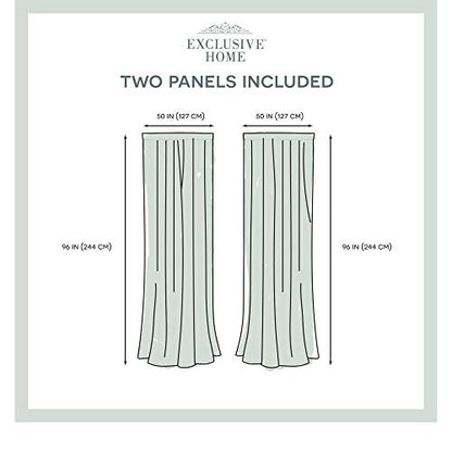EXCLUSIVE HOME Darma Sheer Linen Rod Pocket Curtain Panel Pair, 50"x96", Black Pearl - color: Black Pearl, size: 50"W x 96"L (Pack of 2)
