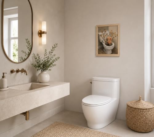 Framed Toilet Flower Canvas Wall Art Poster Prints 12×16In 1P Can Be Hung - color: bathroom-2, size: 12×16in