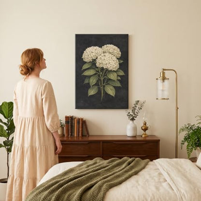 Framed Botanical Wall Art, Moody Hydrangea Canvas Prints, 16x24 Inch - color: Hydrangea