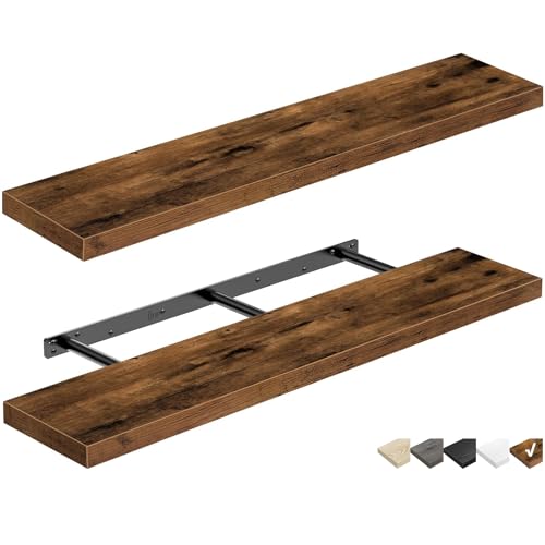 QEEIG Extra Long Floating Shelves for Wall (Brown, Set of 2, 47.2") - color: A. Brown, size: 47.2"