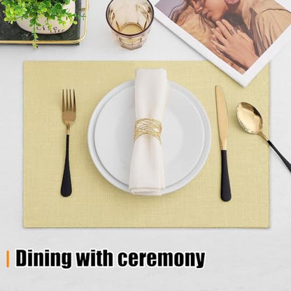 Homaxy Cloths Placemats for Dining Table Set of 6, 13" x 19", Lemon Yellow - color: Lemon Yellow, size: Placemats Set of 6