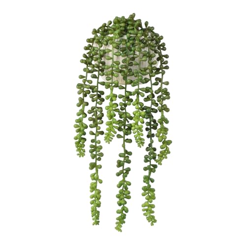 Succulents Plants Artificial, Small String of Pearls with Ceramic Pot Artificial Faux String of Pearls Suitable for Home Garden Decor, Wall Decoration