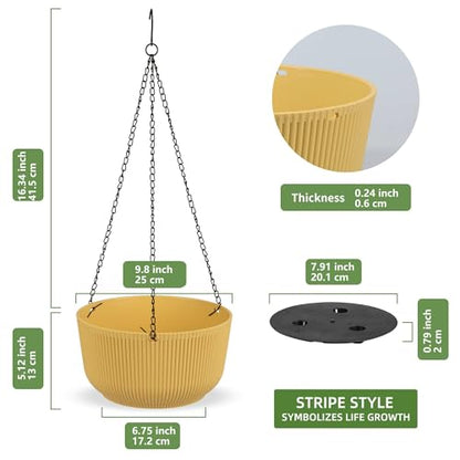 Dexceder 9.8 Inch Self Watering Hanging Planter (2 Pack, Yellow) - color: Yellow, size: 9.8 inch