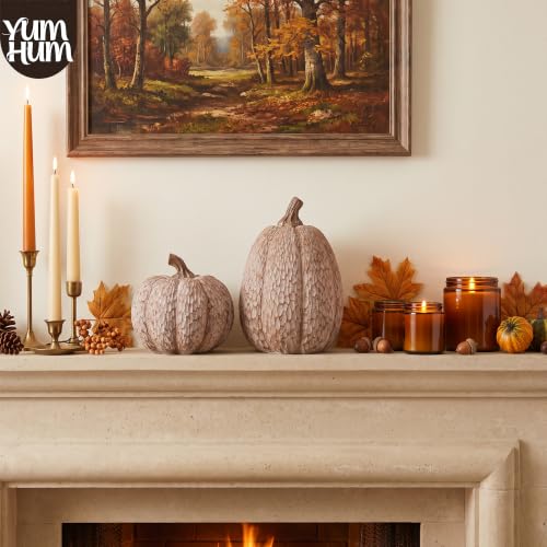 2Pcs Resin Pumpkin Figurines, Lattice Fall Thanksgiving Decor - style: Lattice Emboss Pumpkin