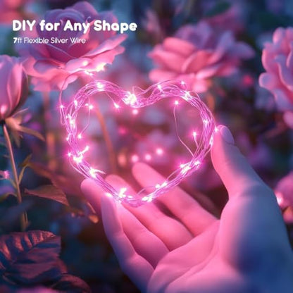 Brightown 12 Pack Valentine's Day Pink Fairy Lights Battery Operated - color: Pink, size: 12 PC