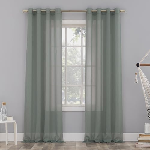 No. 918 Erica Crushed Sheer Voile Grommet Curtain Panel - color: Mineral Blue, size: 51"W x 84"L (Pack of 1)