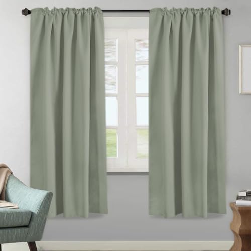 H.VERSAILTEX Blackout Curtains Thermal Insulated Window Treatment Panels Room Darkening Blackout Drapes for Living Room Back Tab/Rod Pocket Bedroom Draperies, 52 x 72 Inch, Light Sage, 2 Panels - color: Light Sage, size: 52"W x 72"L (Pack of 2)