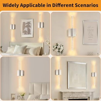 Battery Operated Wireless Wall Sconces, 2 Pack Dimmable Wall Lighting - color: Nickel