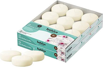 BOLSIUS 3 Inch Ivory Floating Candles - 24 Count Unscented - Premium European Quality - Imbue Breathtaking Ambiance for Romantic Wedding Centerpieces, Decorations, Events, Pool, Holiday, and Parties - size: 3 Inch, style: 2 Pack