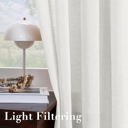 H.VERSAILTEX White Linen Sheer Curtains 84" 2 Panels Grommet - color: White, size: 52"W x 84"L (Pack of 2)