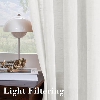 H.VERSAILTEX White Linen Sheer Curtains 108" 2 Panels Grommet - color: White, size: 52"W x 108"L (Pack of 2)