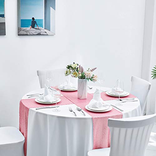 Pufogu 12 x 72 inches Pink Sequin Table Runner, 2 Packs - color: Pink